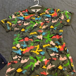 Limited edition multi colored camo polo.